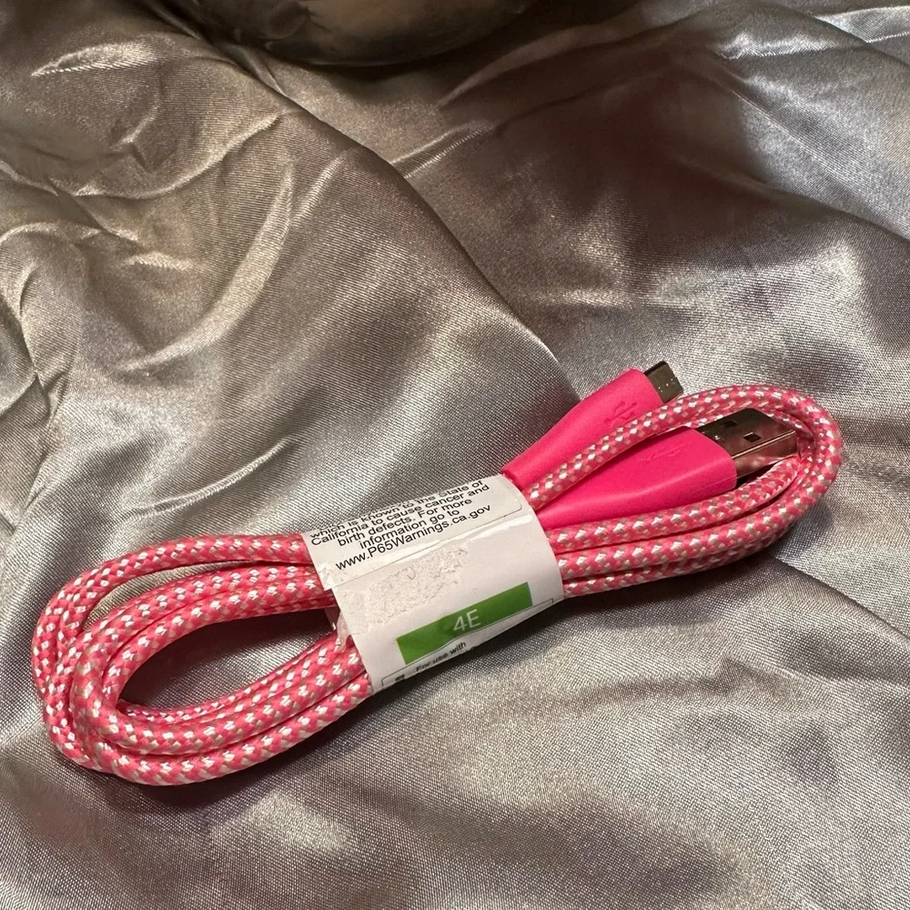 🌹 New WIRELESS GEAR MICRO USB DEVICES 6FT Braided Pink USB Charging Cable